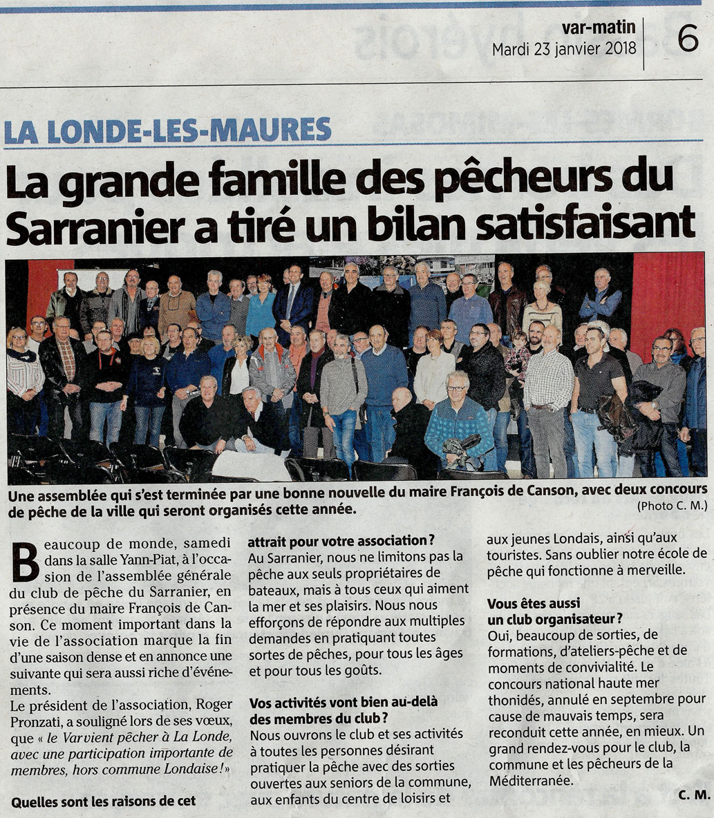 2018 - 01 - 23 - Article de Var matin